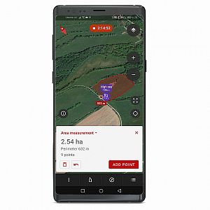 Aplikace DOG GPS - funkce měření plochy a vzdálenosti
