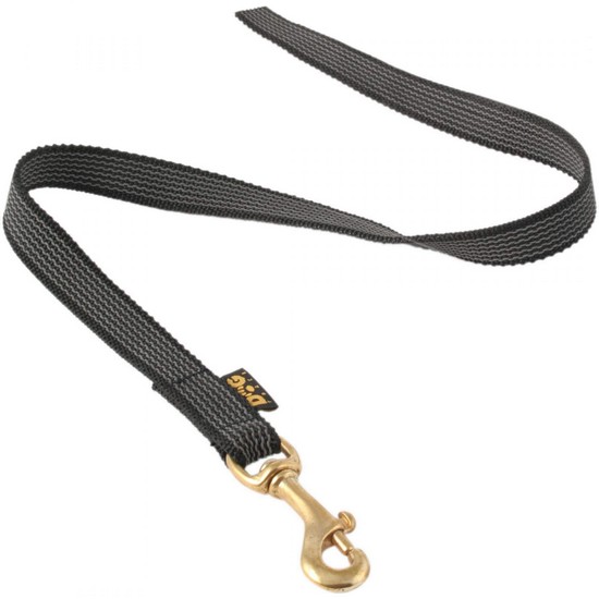 Gumowana smycz dla psa, mosiężna klamra, czarna