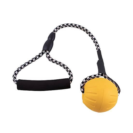 Penový balónik na šnúrke s rukoväťou, dĺžka 40 cm, lopta 7 cm, žltá farba