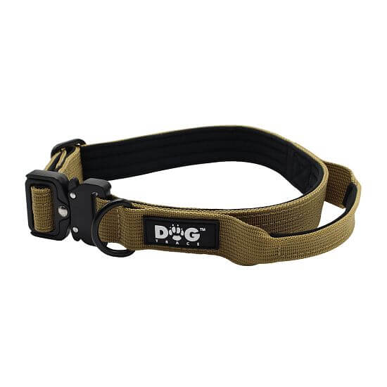 K9 taktický obojek pro psy s rukojetí, khaki, vel. S - XL