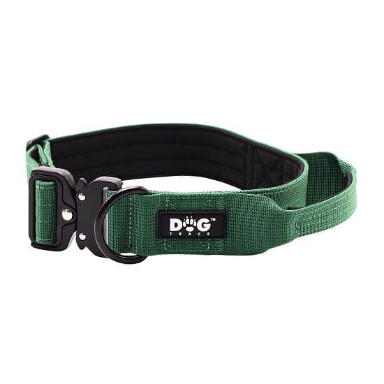 Zelený taktický obojok pre psov K9, praktická rukoväť, S - XL