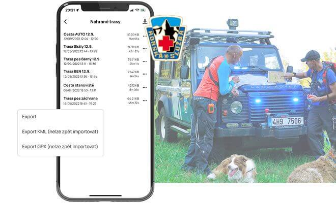 Spätné vyhodnotenie a stiahnutie zaznamenaných trás